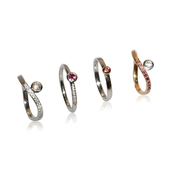 Verlobungsring "JA, ICH WILL!" aus Roségold, Platin und Brillanten